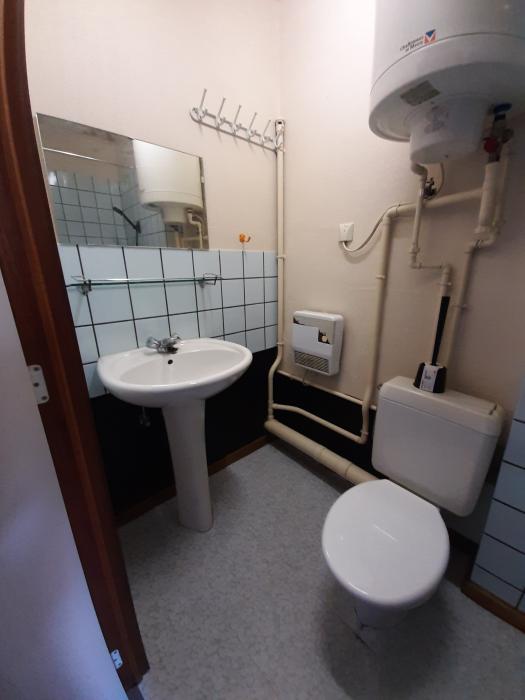 Salle de douche avec WC et lav